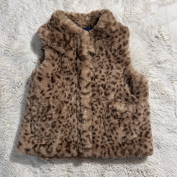 Girls Mini Boden Blue Vest with Faux Fur Trim size 5-6 - Picture 2 of 9